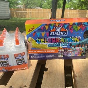 Slime kit nwt and a pack of 12 school glue Elmer’s brand on both.